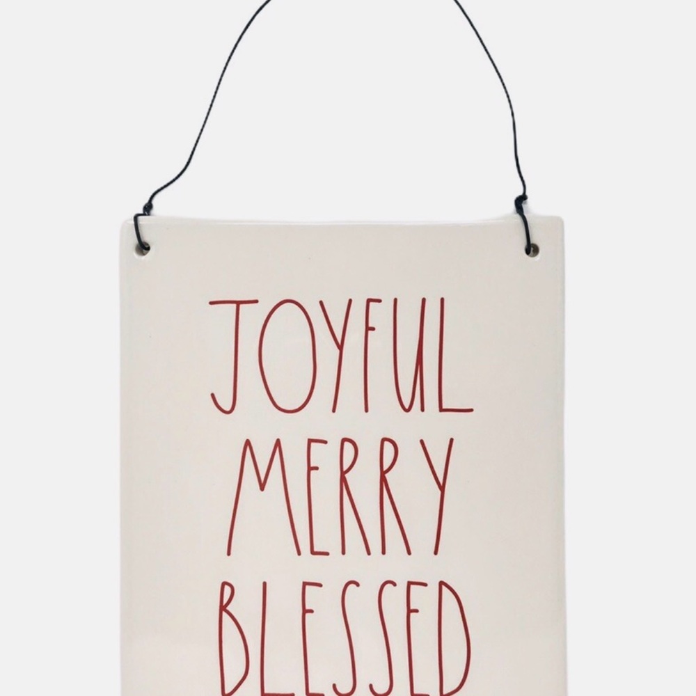 Rae Dunn Joyful Merry Blessed Sign - Red on Cream